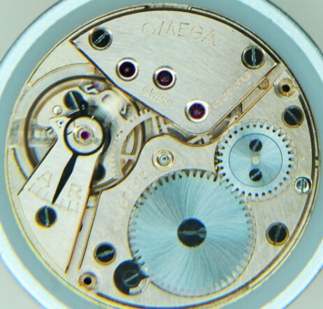 A vintage Omega hand-wound movement after service