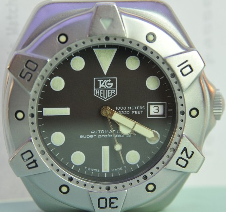 Tag Heuer Super Professional divers watch serviced at Genesis Watchmking